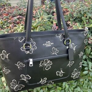 Coach Black Station Tote With Butterfly Print-CCK87